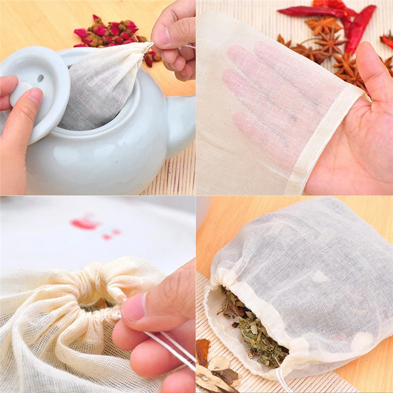 10Pcs Cotton Tea Bags Muslin Drawstring Straining tea bag tea infuser for Tea Herb Bouquet Spice 8x10cm
10Pcs Cotton Tea Bags Muslin Drawstring Straining tea bag tea infuser for Tea Herb Bouquet Spice 8x10cm