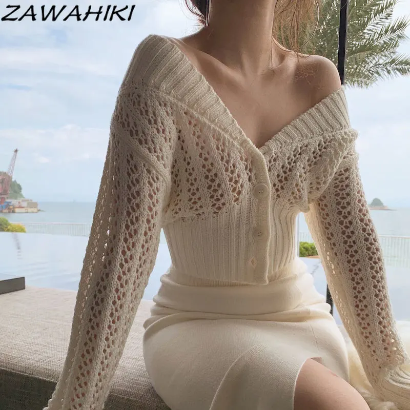 Модный короткий кардиган zawхиты с вырезами, Кардиган с длинным рукавом, повседневные свободные вязаные топы с V-образным вырезом, универсаль...
Модный короткий кардиган zawхиты с вырезами, Кардиган с длинным рукавом, повседневные свободные вязаные топы с V-образным вырезом, универсаль...