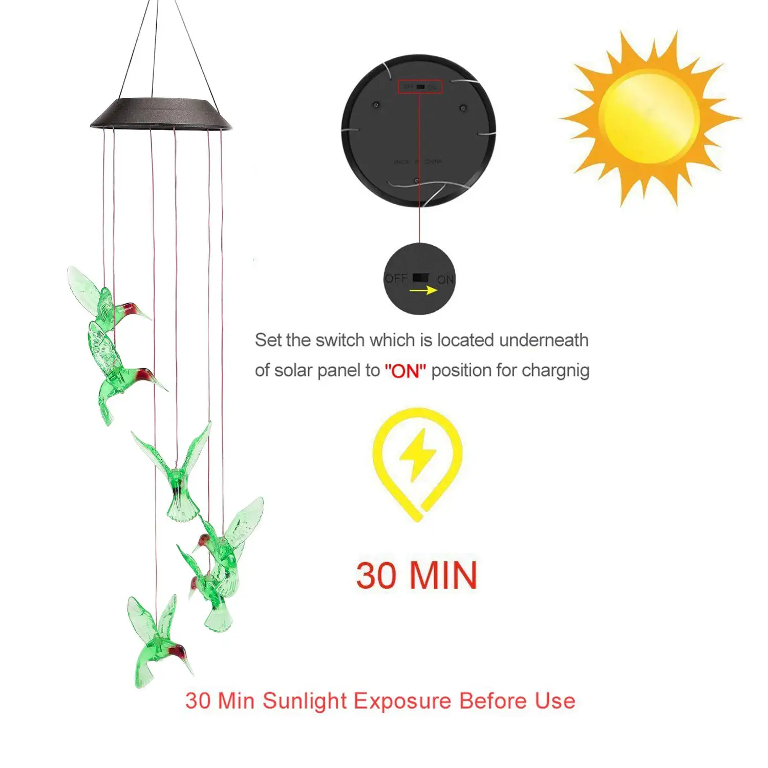 Solar Hummingbird Wind Chimes Color Changing LED Solar Mobile Wind Chime Waterproof Party,Christmas, Garden, Yard Decoration
Solar Hummingbird Wind Chimes Color Changing LED Solar Mobile Wind Chime Waterproof Party,Christmas, Garden, Yard Decoration