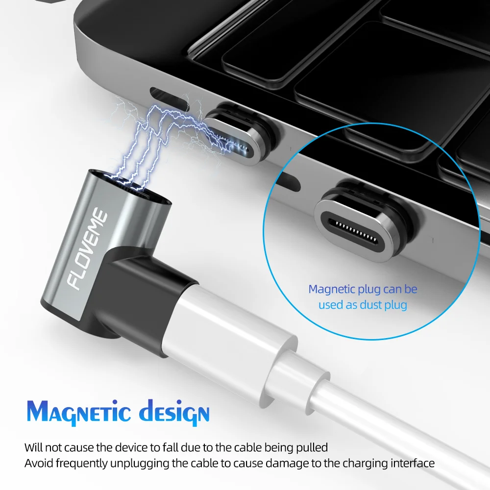 Магнитный адаптер FLOVEME 100 Вт Type-C на 24 контакта 10 ГБ Type C быстрая зарядка USB