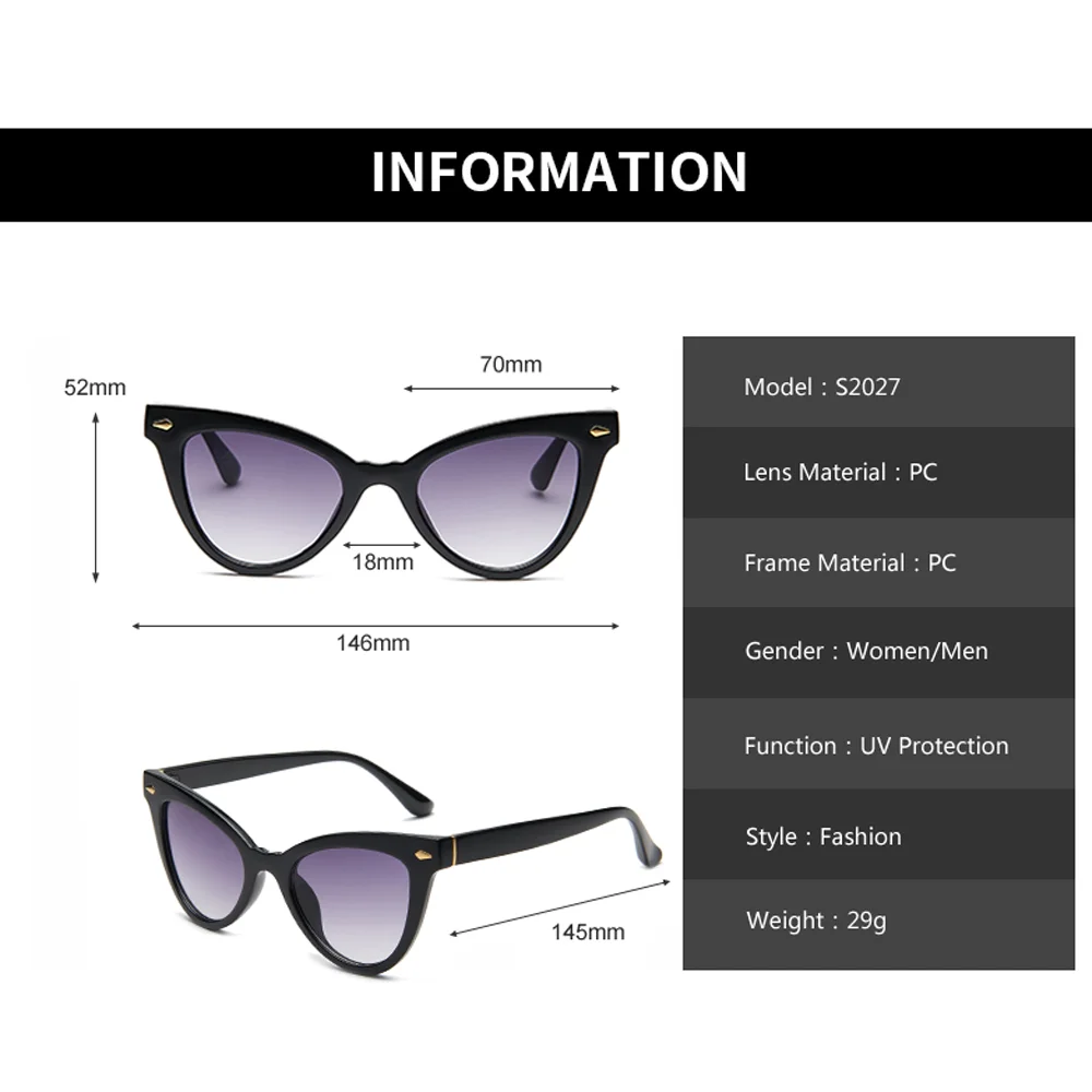 LongKeeper Sunglasses Women 2020 Cat Eye Sun Glasses Female Vintage Rivet Gradient Sun Glasses Shades lunette de soleil femme
LongKeeper Sunglasses Women 2020 Cat Eye Sun Glasses Female Vintage Rivet Gradient Sun Glasses Shades lunette de soleil femme