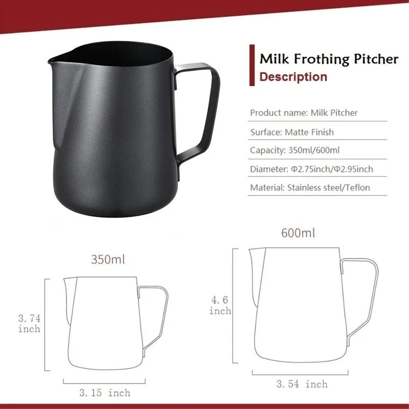 Milk Frothing Pitcher with Measurements, Perfect for Espresso, Milk Frothers, Latte Art, 18/8 Stainless Steel
Milk Frothing Pitcher with Measurements, Perfect for Espresso, Milk Frothers, Latte Art, 18/8 Stainless Steel