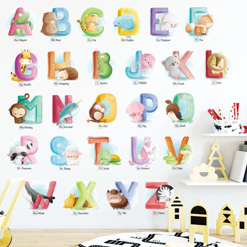 ABC Letter Kids Room Decoration Wall Sticker Cartoon Animal alphabet Numbers sticker for Baby Room Nursery Wall Decals Art 
ABC Letter Kids Room Decoration Wall Sticker Cartoon Animal alphabet Numbers sticker for Baby Room Nursery Wall Decals Art