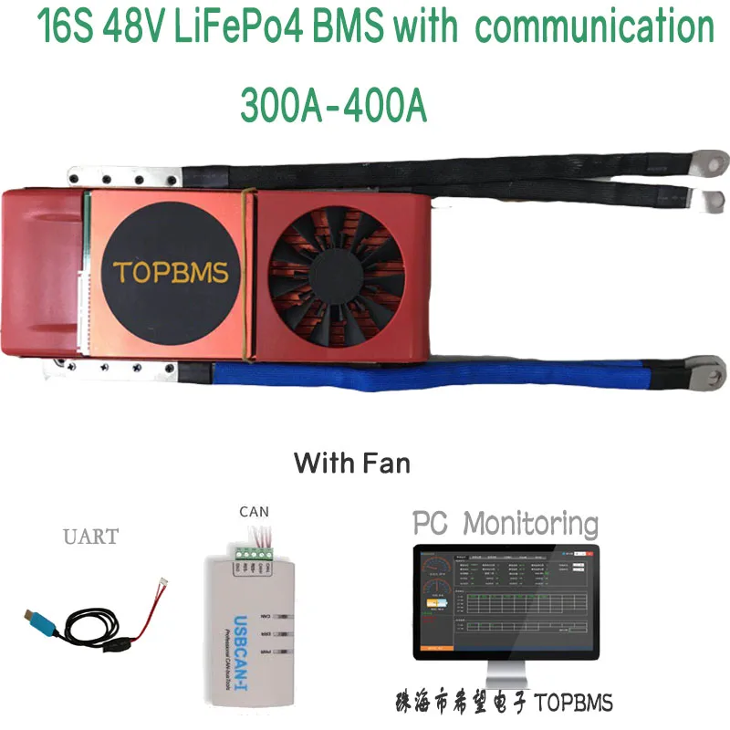 16 S 48 В LiFePo4 BMS300A400A с Bluetooth phone APP RS485 CAN NTC UART GPS для батарей 3 2 в подключенный