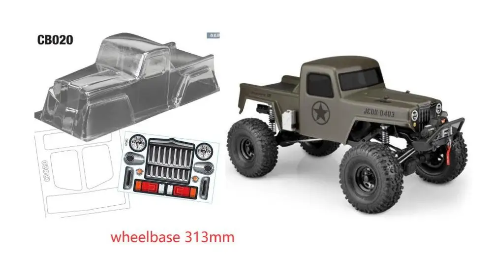 Полый корпус Bully II MOA 313 мм для RGT 86100 PRO 4X4 Rock crawler Truck RC 1/10 scale AXIAL SCX10 AX90046 AX90047 TRX4 |