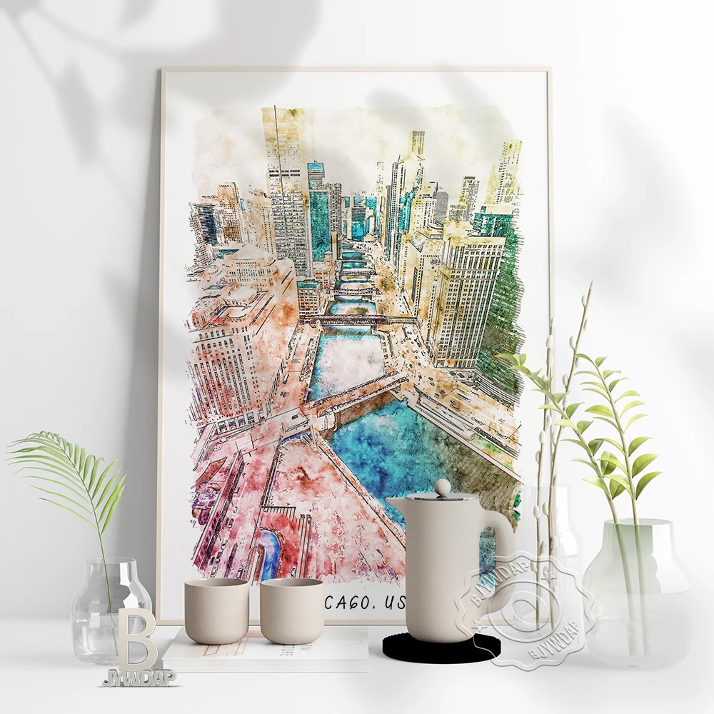 Watercolor City Usa Chicago Poster, Usa Beautiful Scenery Art Print, Chicago World Travel Wall Stickers Home Kids Room Decor
Watercolor City Usa Chicago Poster, Usa Beautiful Scenery Art Print, Chicago World Travel Wall Stickers Home Kids Room Decor