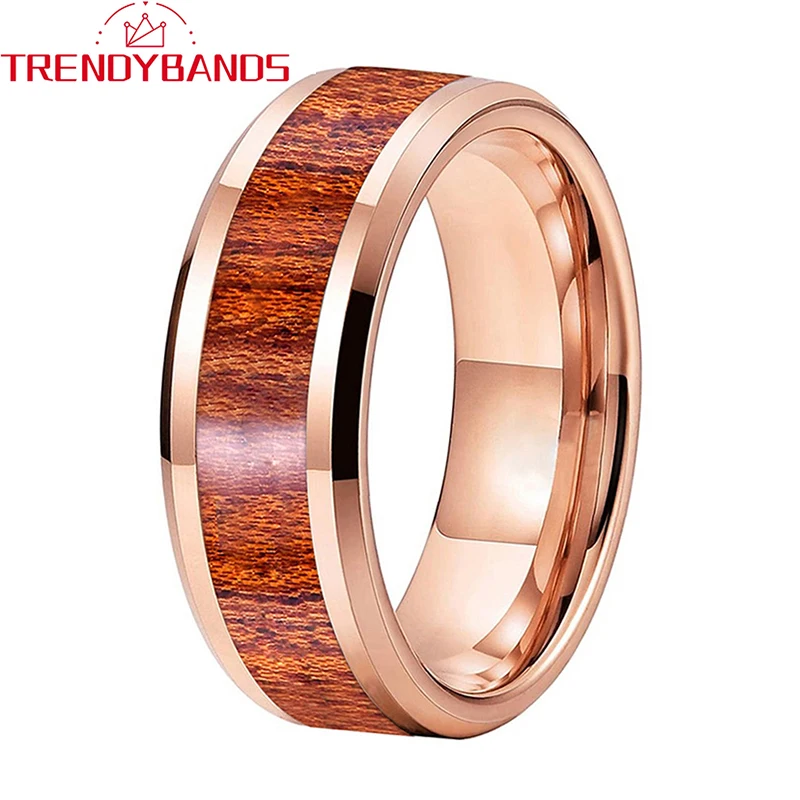 Wedding Band 8mm Rose Gold Mens Womens Engagement Rings Tungsten Ring With Koa Wood Inlay
Wedding Band 8mm Rose Gold Mens Womens Engagement Rings Tungsten Ring With Koa Wood Inlay