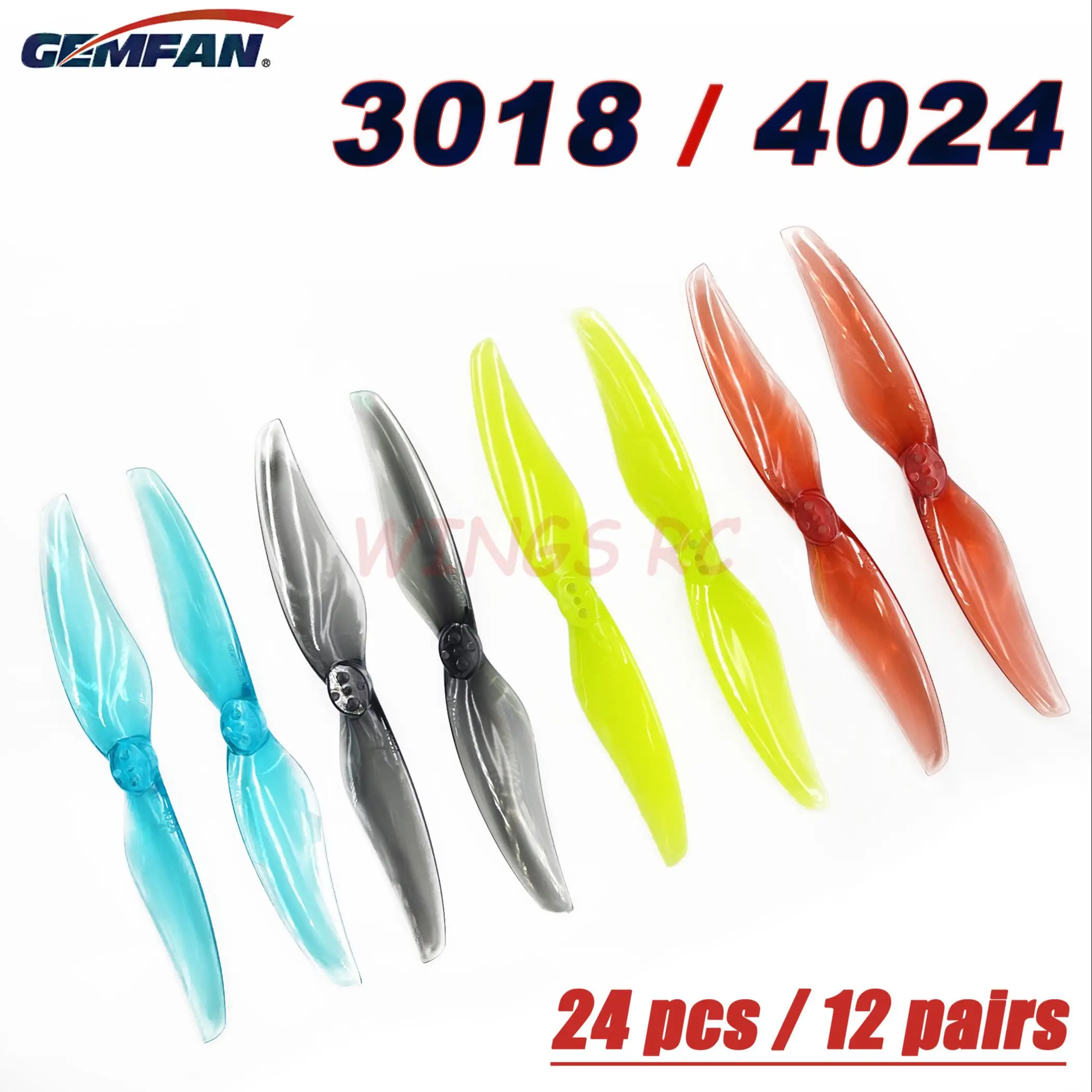 24 шт./12 пар пропеллеры Gemfan Hurricane 3018/4024 2 лопасти 3 отверстия отверстие 1 5 мм/2 0 мм