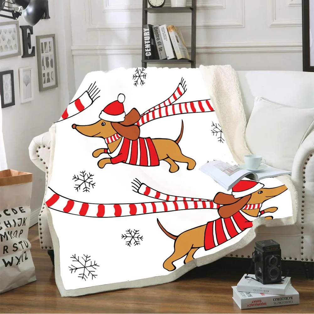 Sherpa Fleece Blanket Cartoon Dog Dachshund Snowflake Printed Throw Blanket for Christmas Holiday Decor White/Gray Background
Sherpa Fleece Blanket Cartoon Dog Dachshund Snowflake Printed Throw Blanket for Christmas Holiday Decor White/Gray Background