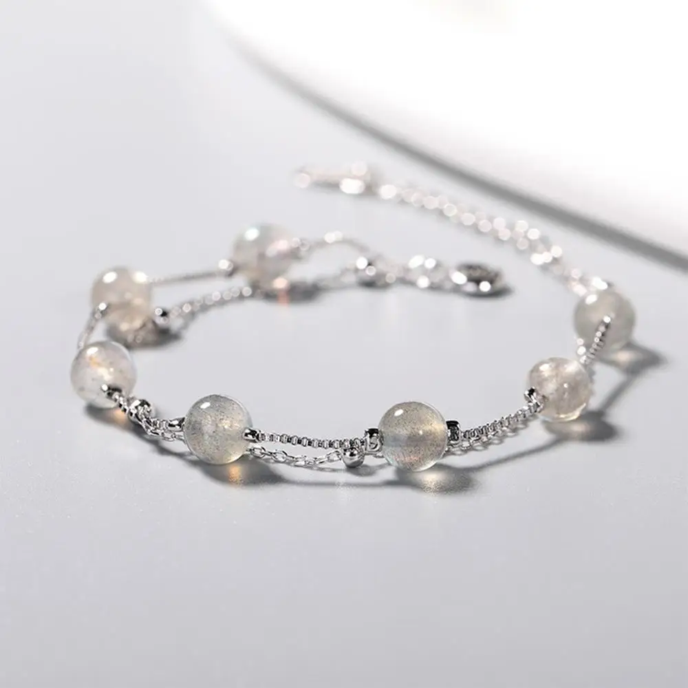 Valentine Bracelet Multilayer Natural Moonstone Female Double-Layer Simple Sweet Style Bracelets Student Lovers Gift | Украшения и