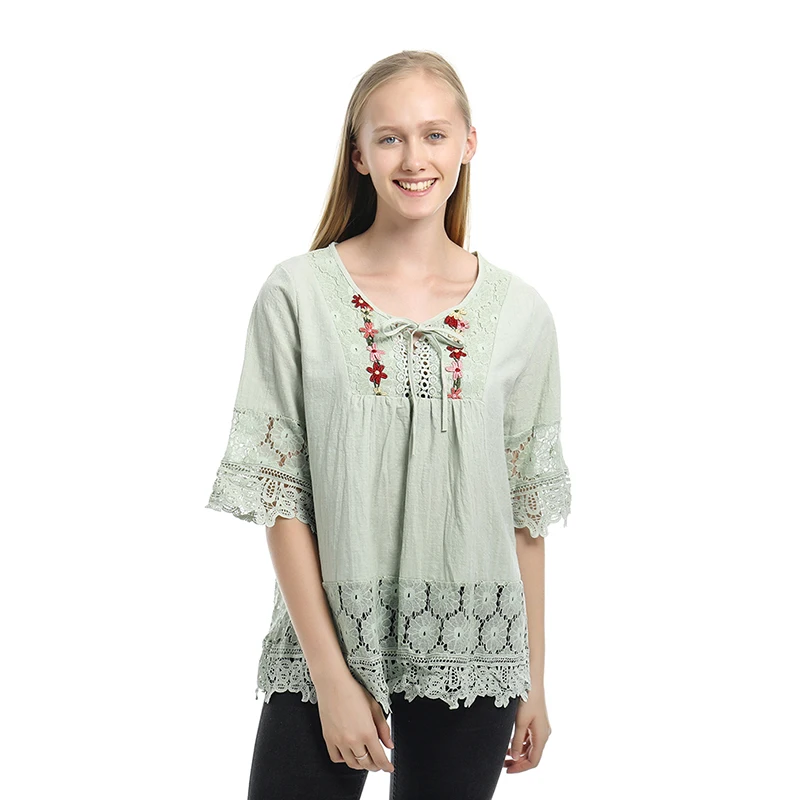 Women Half Sleeve Blouses 2019 Fashion O Neck Shirts Bohemia Casual Loose Tops Lace Patchwork Blouse Plus Size Blusas Femininas
Women Half Sleeve Blouses 2019 Fashion O Neck Shirts Bohemia Casual Loose Tops Lace Patchwork Blouse Plus Size Blusas Femininas