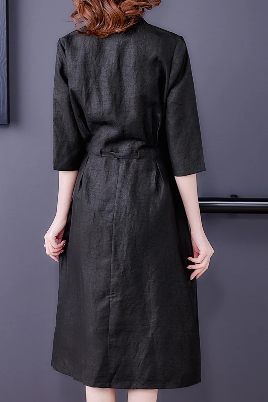 COIGARSAM Women Dress Summer 2021 New Casual Half Sleeve Silk Solid Belt V-Neck Black Dresses Traf Vestidos Robe
COIGARSAM Women Dress Summer 2021 New Casual Half Sleeve Silk Solid Belt V-Neck Black Dresses Traf Vestidos Robe