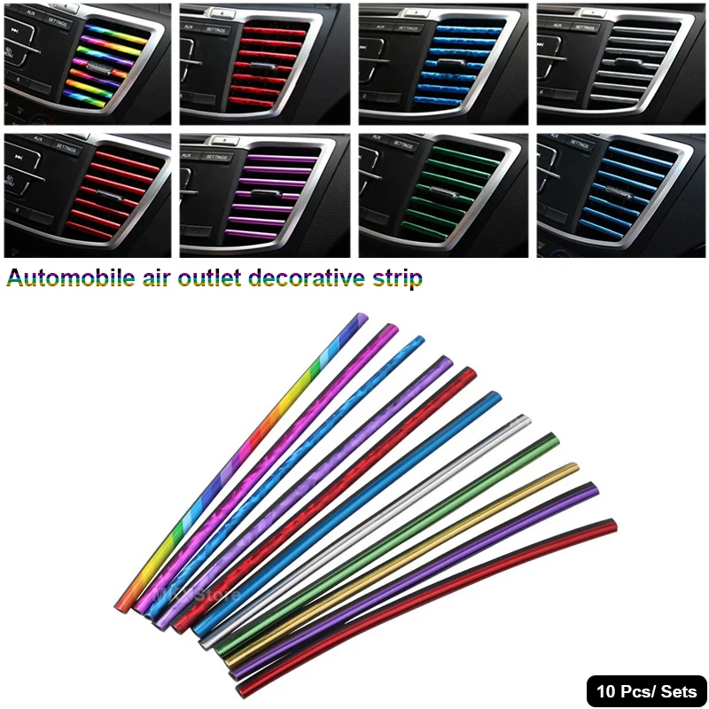 10Pcs Car Colorful Air Vent Grilles Rim Decoration Strips U Shape Moulding Trim Strips Car Interior Moulding Strip Car Styling
10Pcs Car Colorful Air Vent Grilles Rim Decoration Strips U Shape Moulding Trim Strips Car Interior Moulding Strip Car Styling