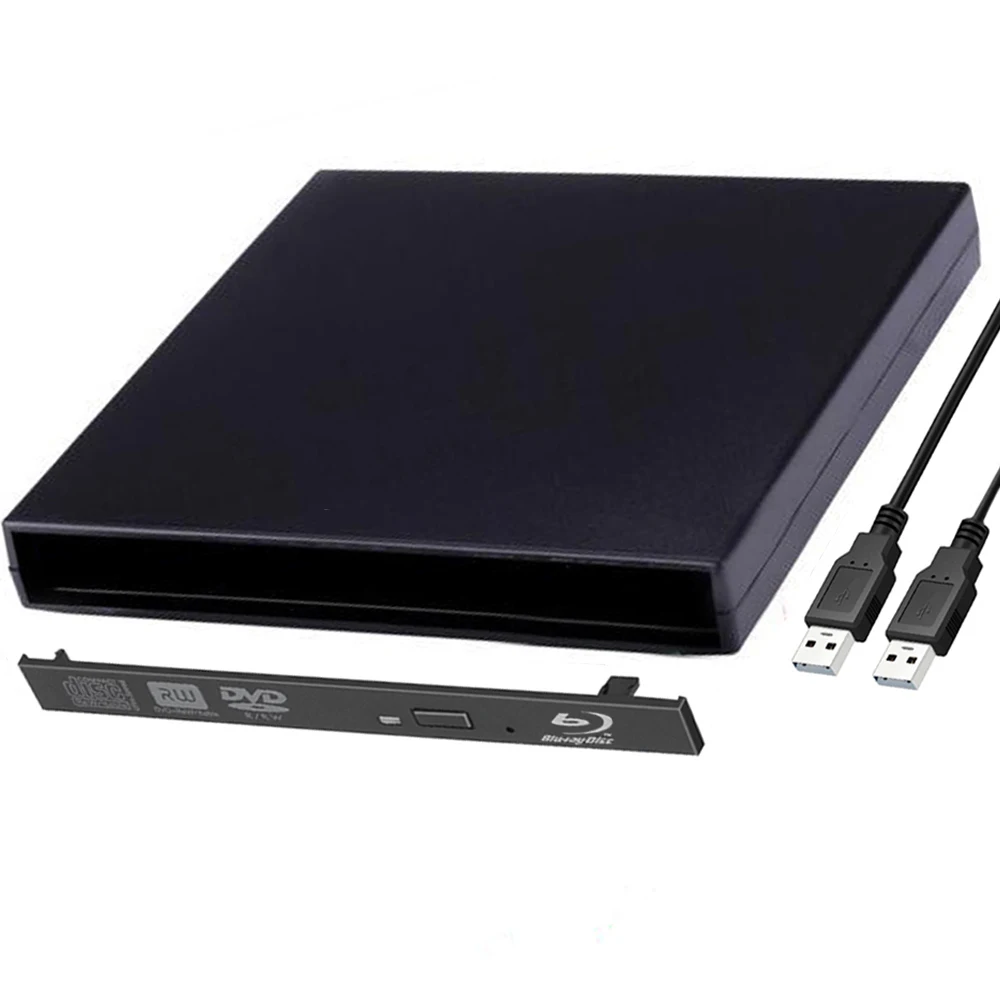 

12.7mm USB 2.0 External Optical Drive Box External Case Blu-Ray CD DVD-Rom DVD RW To IDE Hard Disk Drive Caddy Adapter Newest