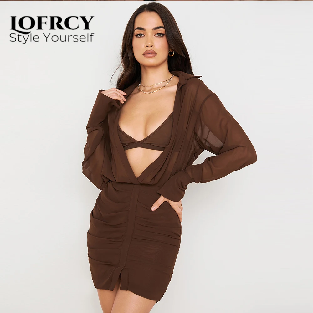 Lofrcy Chiffon 2 Pieces Shirt Mini Sexy Casual Skirt Inner Bra Cotton Long Sleeve Back Zipper Woman Fashion Chic Outfit Dress
Lofrcy Chiffon 2 Pieces Shirt Mini Sexy Casual Skirt Inner Bra Cotton Long Sleeve Back Zipper Woman Fashion Chic Outfit Dress