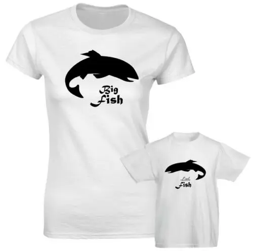 

Big Little Fish Mummy Son Daughter Dad Mum Fathers Mothers Matching Family T Shirt