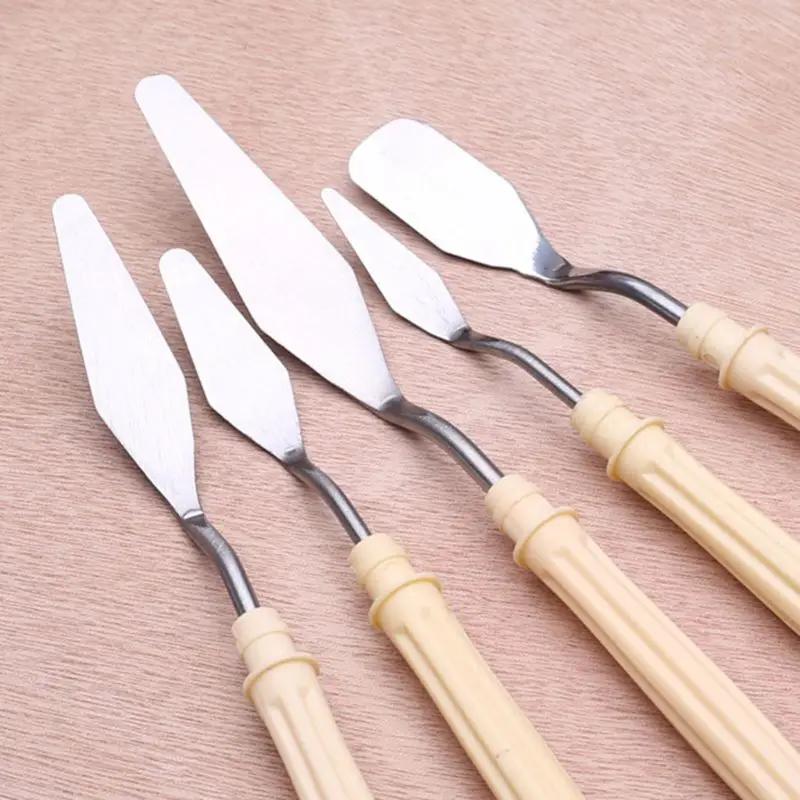 5Pcs/Set Oil Painting Palette Knife Professional Stainless Steel Scraper Spatula Art Supplies