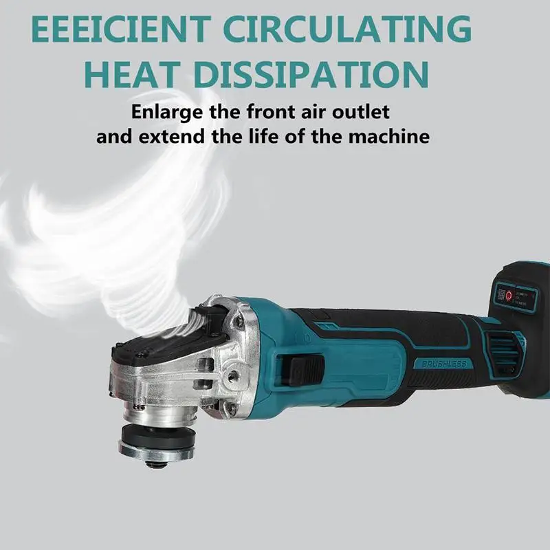 18V 125/100mm Brushless Cordless Impact Angle Grinder Variable Speed For Makita Battery DIY Power Tool Cutting Machine Polisher
18V 125/100mm Brushless Cordless Impact Angle Grinder Variable Speed For Makita Battery DIY Power Tool Cutting Machine Polisher