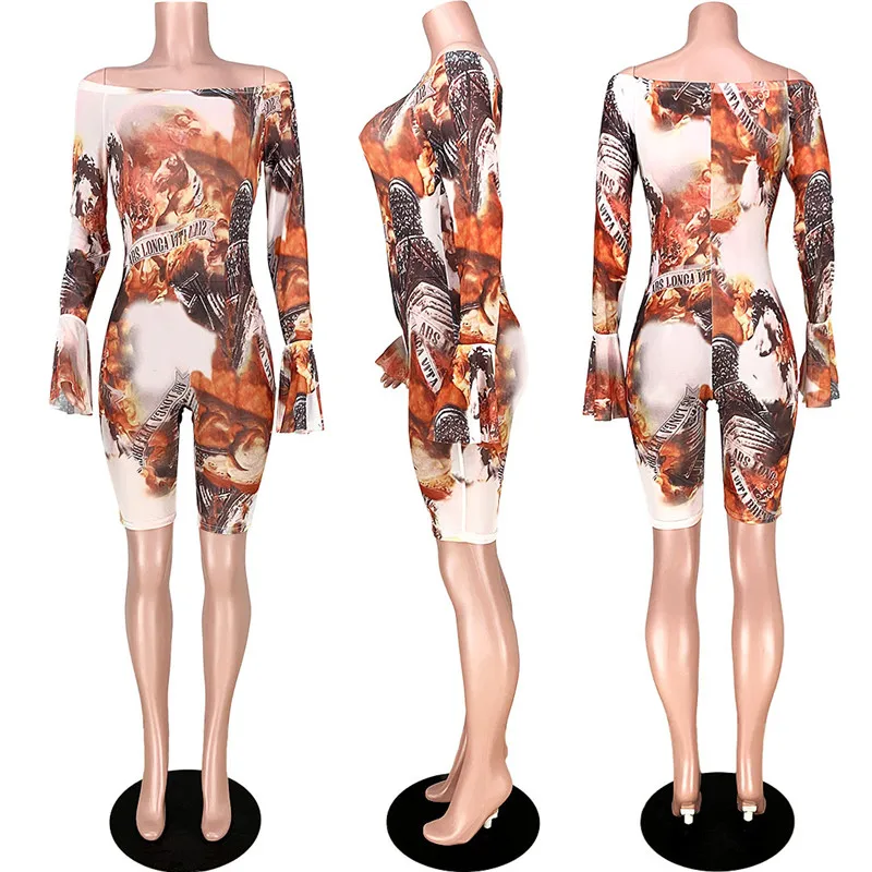 Women Jumpsuit Off Shoulder Bodysuit New Sexy Mesh Print Flared Nightclub One Piece Outfits Free Shipping Wholesale Dropshpping
Women Jumpsuit Off Shoulder Bodysuit New Sexy Mesh Print Flared Nightclub One Piece Outfits Free Shipping Wholesale Dropshpping