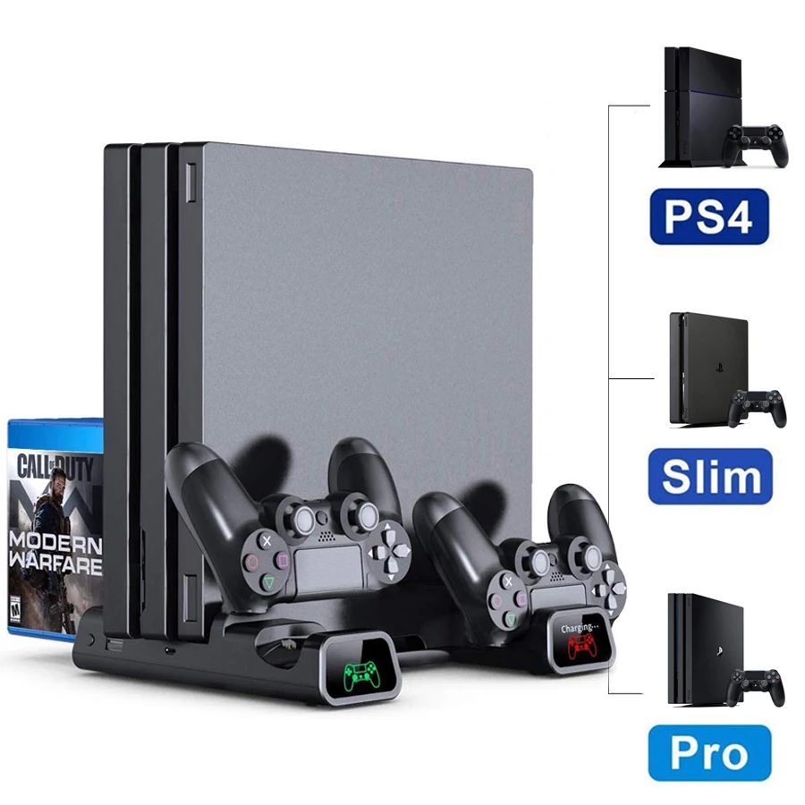 PS4/ PS4 Pro/ PS4 Slim Console Vertical Cooling Stand Controller Charging Base Cooler 10 Games Storage for Sony
PS4/ PS4 Pro/ PS4 Slim Console Vertical Cooling Stand Controller Charging Base Cooler 10 Games Storage for Sony