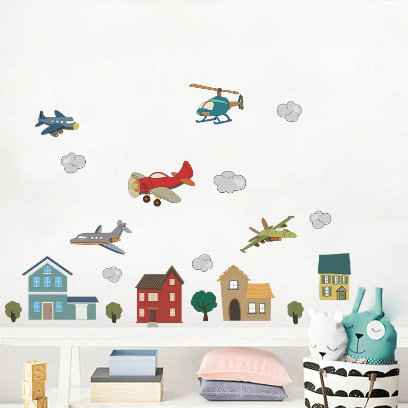 Cartoon Small Town Wall Stickers for Kids rooms Kindergarten Wall Decor Helicopter Airliner Fighter Wall Decals Home Decor Mural
Cartoon Small Town Wall Stickers for Kids rooms Kindergarten Wall Decor Helicopter Airliner Fighter Wall Decals Home Decor Mural