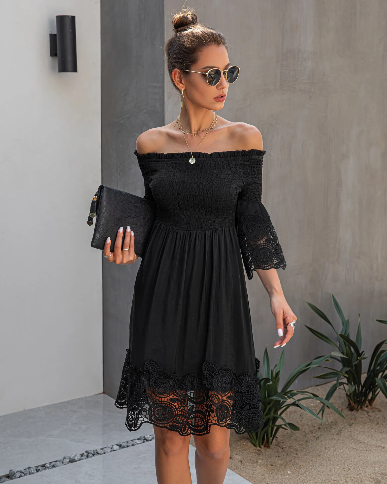 Spring Summer Women's Dress 2021 The New Fashion Wild Loose Street Style Conventional One-word Collar Solid Color Stitching
Spring Summer Women's Dress 2021 The New Fashion Wild Loose Street Style Conventional One-word Collar Solid Color Stitching