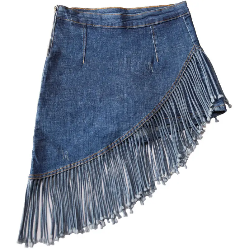 2021 New Fringed Denim Skirt Half-length Skirt Women's Hakama Bag Hip Spring and Summer Fake Two-piece Short Skirt with Lining
2021 New Fringed Denim Skirt Half-length Skirt Women's Hakama Bag Hip Spring and Summer Fake Two-piece Short Skirt with Lining