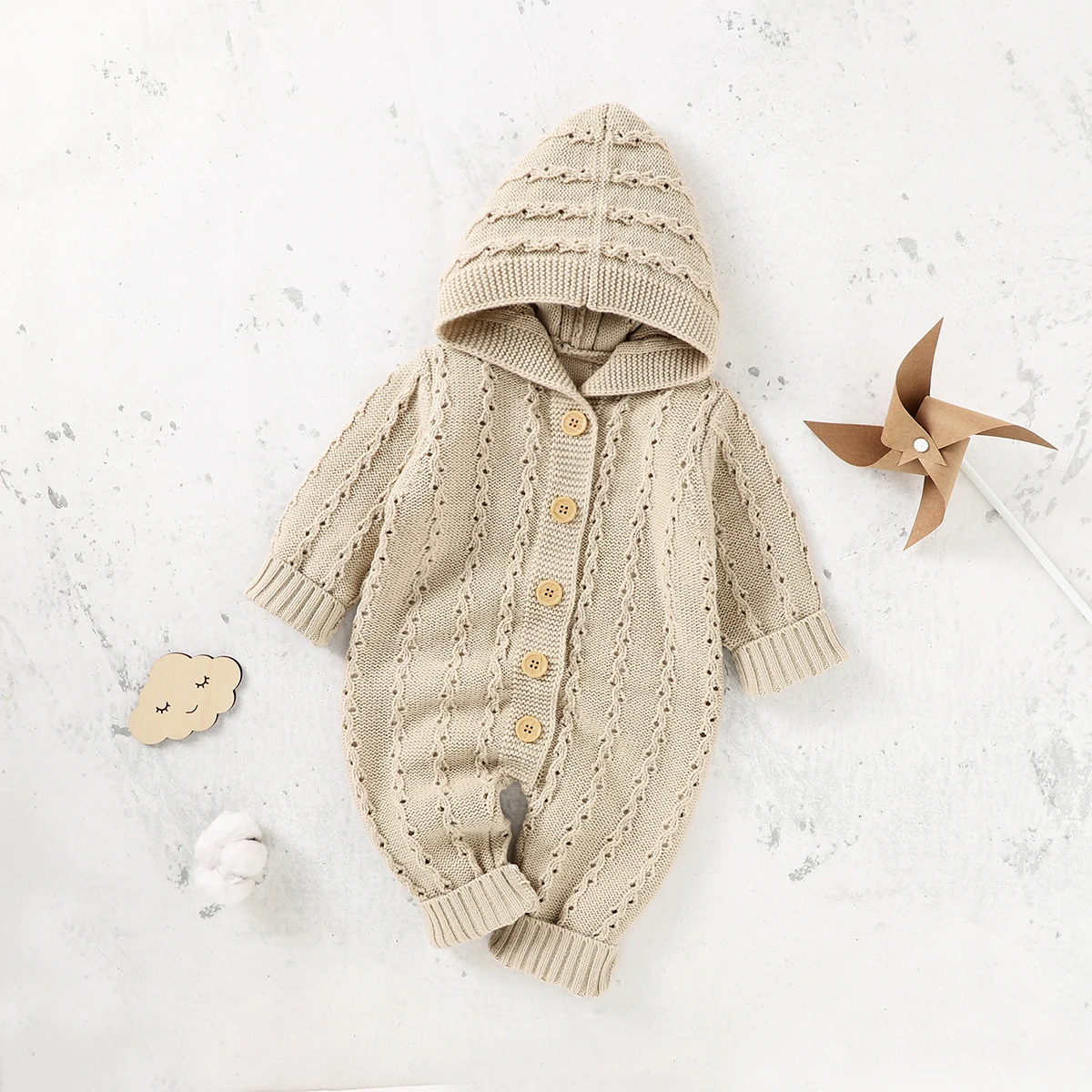 Baby Toddler Romper Solid Color Knitted Hooded Long Sleeve Jumpsuit with Buttons for Infant Girls Boys 0-18 Months
Baby Toddler Romper Solid Color Knitted Hooded Long Sleeve Jumpsuit with Buttons for Infant Girls Boys 0-18 Months