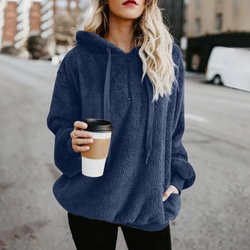 Casual Lambswool Hoodies Woman Long Sleeve Zipper Straight Female Pullovers 2021 Autumn Winter Korean Fashion Solid Top Women
Casual Lambswool Hoodies Woman Long Sleeve Zipper Straight Female Pullovers 2021 Autumn Winter Korean Fashion Solid Top Women