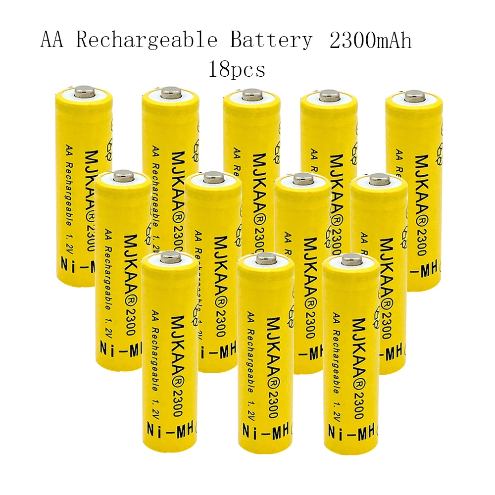 

AA 18PCS 2300mAh 1.2V Ni-MH Rechargeable Battery High Quality 2A Rechargerable Batteries For Remote Control Pre-Charged