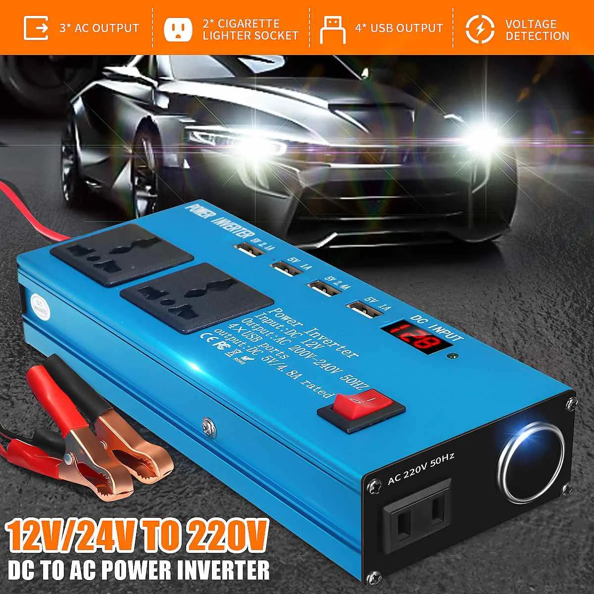 500W Car Power Inverter DC 12V/24V to AC 220V Auto Portable Charger Converter Adapter Modified Sine Wave Universal Socket
500W Car Power Inverter DC 12V/24V to AC 220V Auto Portable Charger Converter Adapter Modified Sine Wave Universal Socket