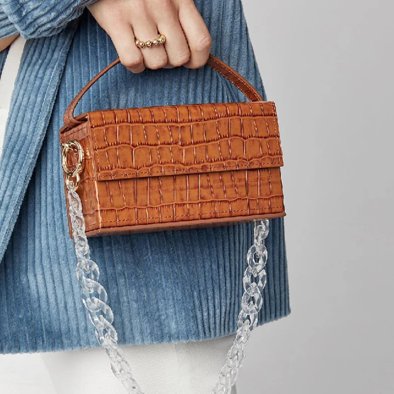 Сумки Аллигатор Box, винтажная сумка через плечо с акриловой цепочкой, сумка через плечо для женщин, 2019 
Сумки Аллигатор Box, винтажная сумка через плечо с акриловой цепочкой, сумка через плечо для женщин, 2019