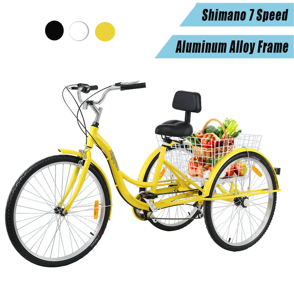 Ridgeyard Trike 7 Speed Adult 26" Three 3-Wheel Aluminum Frame Tricycle Bicycle Cruise With Backrest Support Shopper Bike Basket
Ridgeyard Trike 7 Speed Adult 26" Three 3-Wheel Aluminum Frame Tricycle Bicycle Cruise With Backrest Support Shopper Bike Basket
