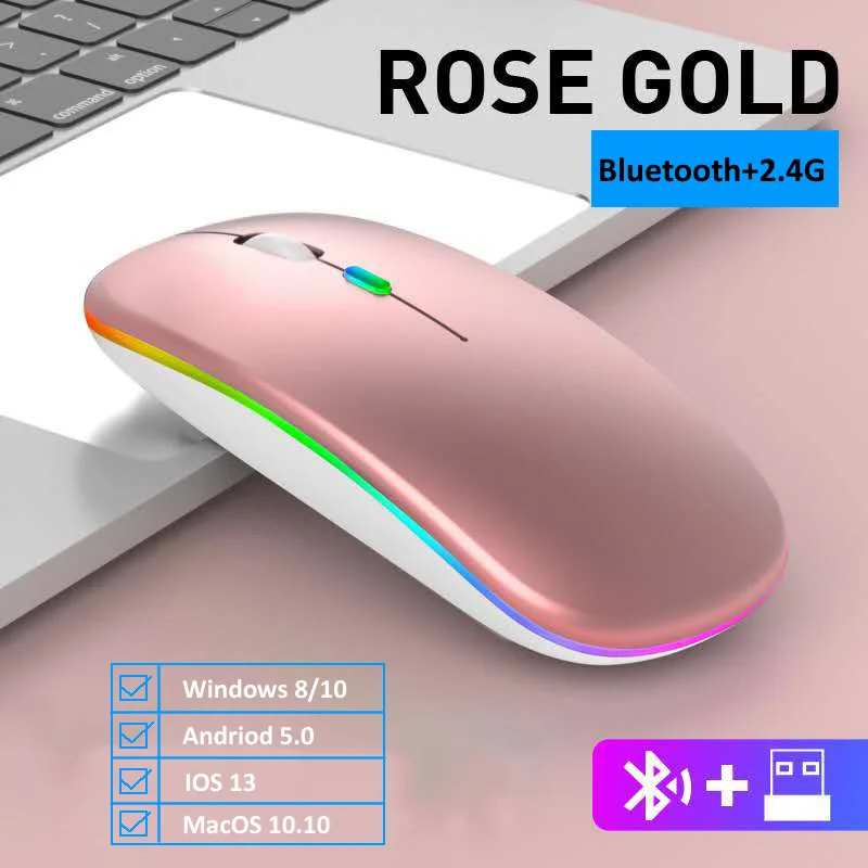 Wireless Mouse RGB Bluetooth Computer Mouse Silent Rechargeable Ergonomic Mause With LED Backlit USB Optical Mice For PC Laptop
Wireless Mouse RGB Bluetooth Computer Mouse Silent Rechargeable Ergonomic Mause With LED Backlit USB Optical Mice For PC Laptop