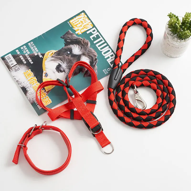 Dog Harness Adjustable Vest Walking Leash Three-Piece Nylon Braided Dog Chain Collar Outdoor Durable Running Training Pet Leash
Dog Harness Adjustable Vest Walking Leash Three-Piece Nylon Braided Dog Chain Collar Outdoor Durable Running Training Pet Leash