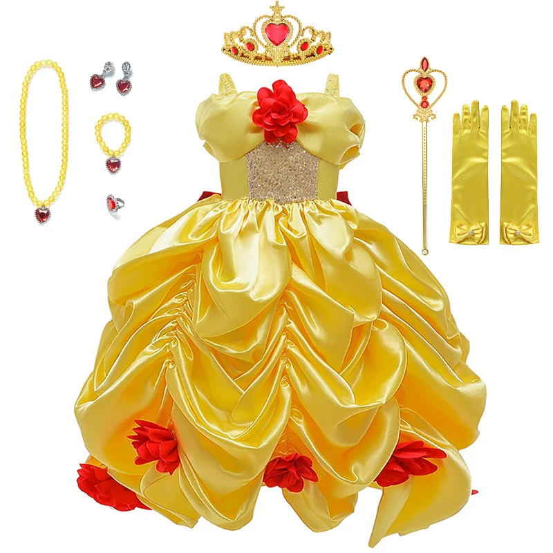 Princess Belle TUTU Dress Girls Beauty and the Beast Costume Cosplay Ball Gown Dresses Bow Flower Dress Halloween
Princess Belle TUTU Dress Girls Beauty and the Beast Costume Cosplay Ball Gown Dresses Bow Flower Dress Halloween