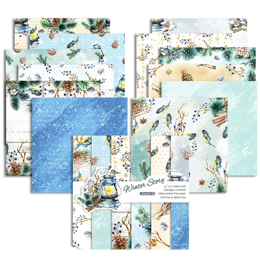 12-Inch Winter Story Christmas Theme Single-Sided Pattern Leaves Series Kraft Background DIY Scrapbook Paper Craft Decoration 
12-Inch Winter Story Christmas Theme Single-Sided Pattern Leaves Series Kraft Background DIY Scrapbook Paper Craft Decoration