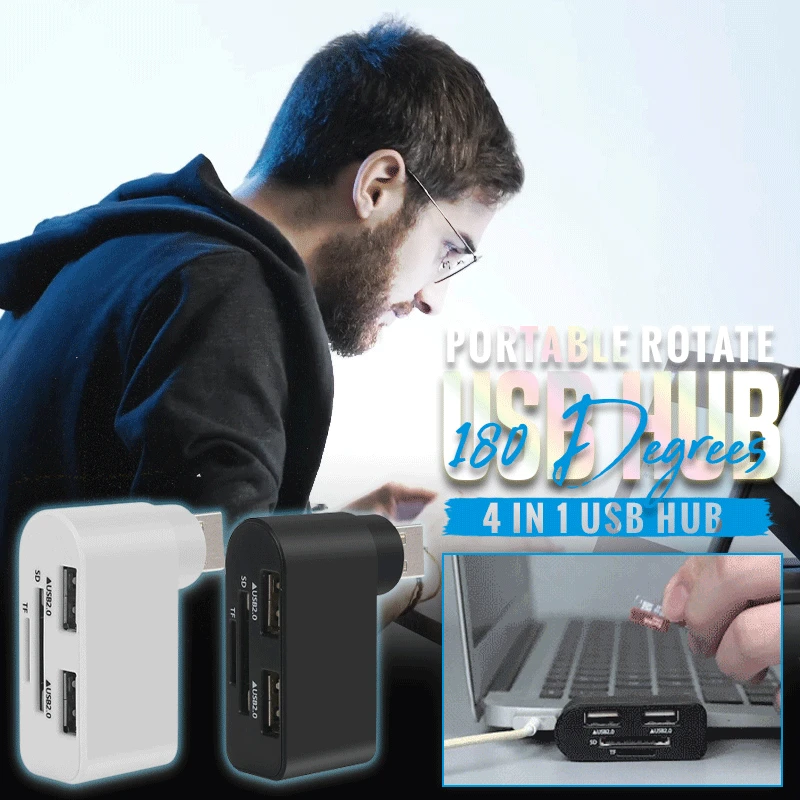 Portable 180 Degrees Rotate USB Hub High Speed U Disk Reader Splitter 2 Ports USB 2.0 for Computer PC Laptop Mac Mini Accessorie
Portable 180 Degrees Rotate USB Hub High Speed U Disk Reader Splitter 2 Ports USB 2.0 for Computer PC Laptop Mac Mini Accessorie