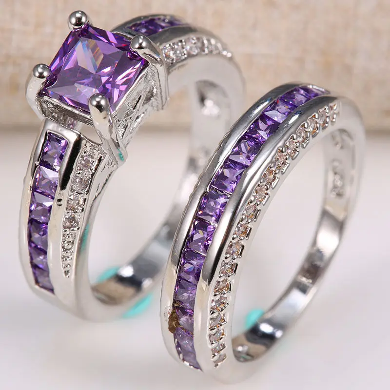 2 pcs/set Trendy Crystal Engagement Rings For Women Accessories Purple Zircon Elegant Ring Set Female Wedding Jewerly Gifts
2 pcs/set Trendy Crystal Engagement Rings For Women Accessories Purple Zircon Elegant Ring Set Female Wedding Jewerly Gifts