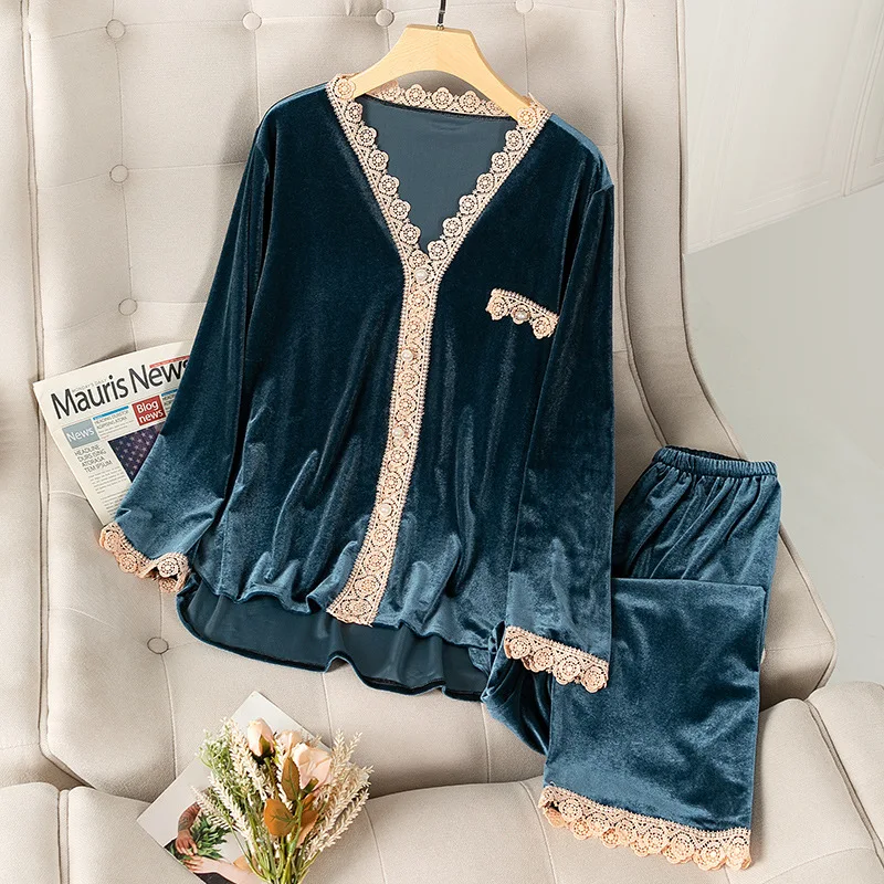 Sexy V-Neck Women 2PCS Pajamas Suit Intimate Lingerie Casual Home Clothing Sleepwear Velour Homewear Gray Sleep Set Pyjamas
Sexy V-Neck Women 2PCS Pajamas Suit Intimate Lingerie Casual Home Clothing Sleepwear Velour Homewear Gray Sleep Set Pyjamas