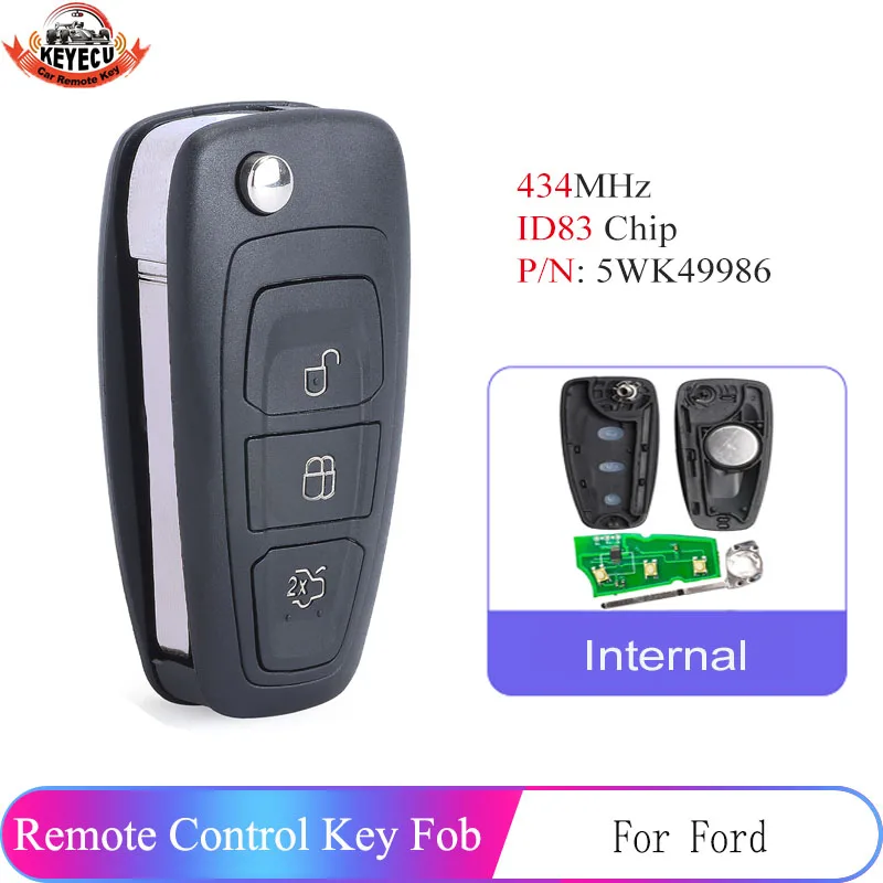 KEYECU 10X замена флип дистанционный ключ брелок от машины 3B 434 МГц для Ford C Max фокус Grand
