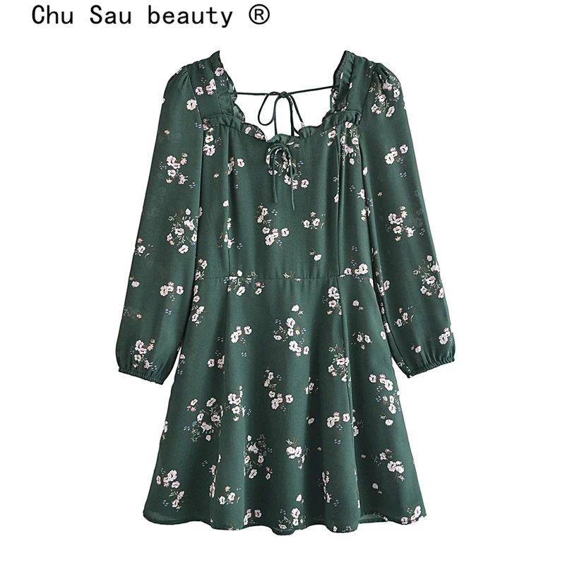 Spring Autumn New Fashion French Vintage Floral Printed Mini Dress Women Sweet Chic Backless Long Sleeve Chiffon Dresses Female
Spring Autumn New Fashion French Vintage Floral Printed Mini Dress Women Sweet Chic Backless Long Sleeve Chiffon Dresses Female
