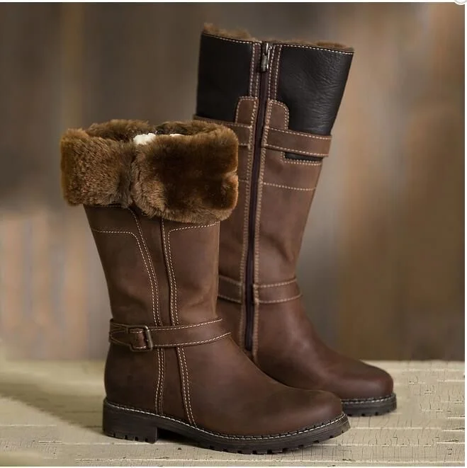 Women's Rounded Toe Flat With High Tube Snow Boots Side Zipper Waterproof Concise Booties Keep Warm Winter Skinng Brown
Women's Rounded Toe Flat With High Tube Snow Boots Side Zipper Waterproof Concise Booties Keep Warm Winter Skinng Brown