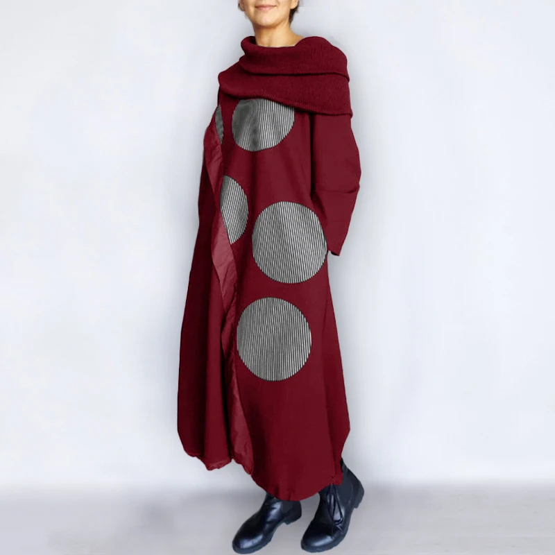Plus Size VONDA 2021 Women Casual High Neck Dress Vintage Polka Dot Printed Long Sleeve Dresses Warm Kaftan Robe Loose Vestidos
Plus Size VONDA 2021 Women Casual High Neck Dress Vintage Polka Dot Printed Long Sleeve Dresses Warm Kaftan Robe Loose Vestidos