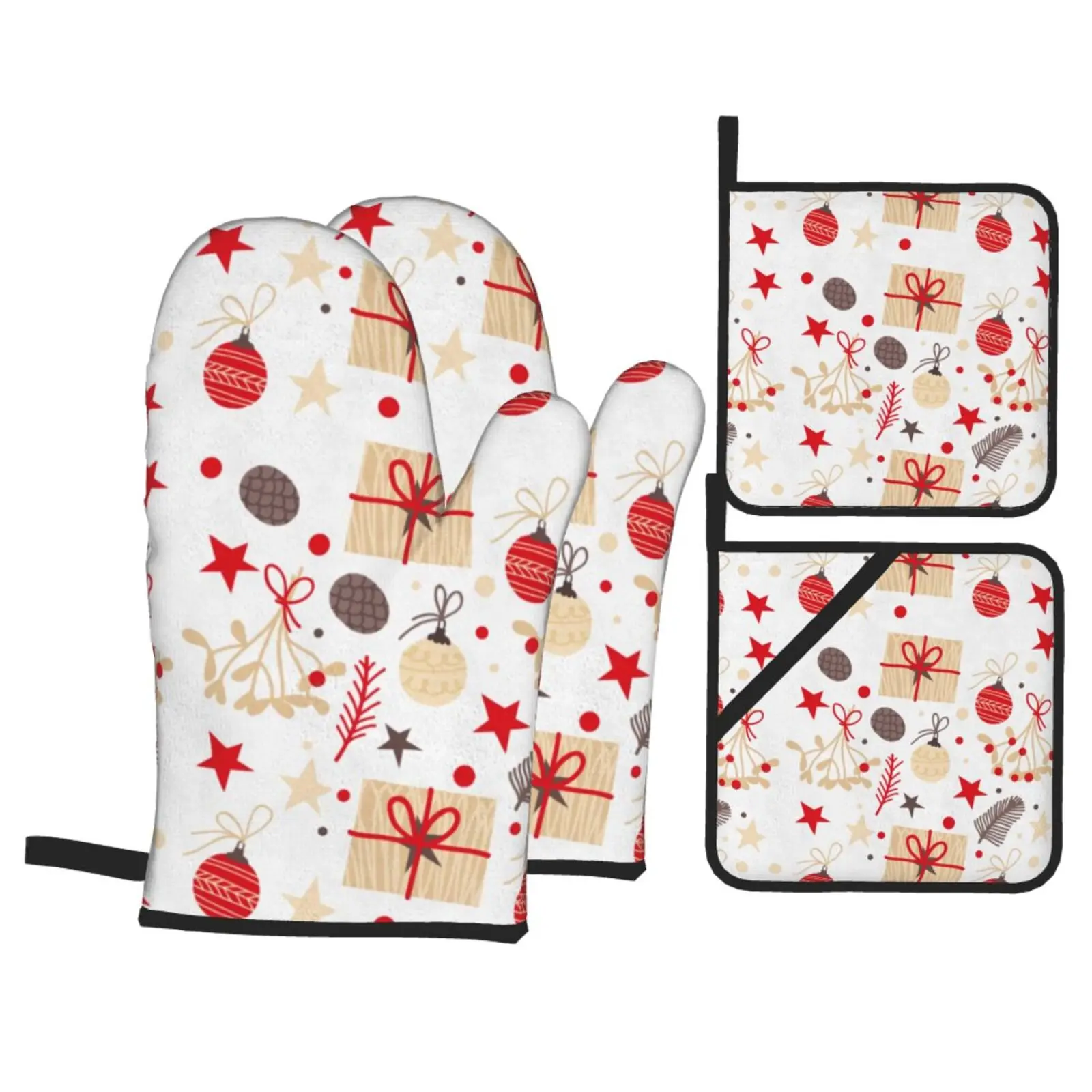 Mittens for Kitchen Oven Kitchen Gloves for Hot Oven Original 4-piece Set Heat Resistant Gloves Hand Mitts Baking Potholders Bar
Mittens for Kitchen Oven Kitchen Gloves for Hot Oven Original 4-piece Set Heat Resistant Gloves Hand Mitts Baking Potholders Bar