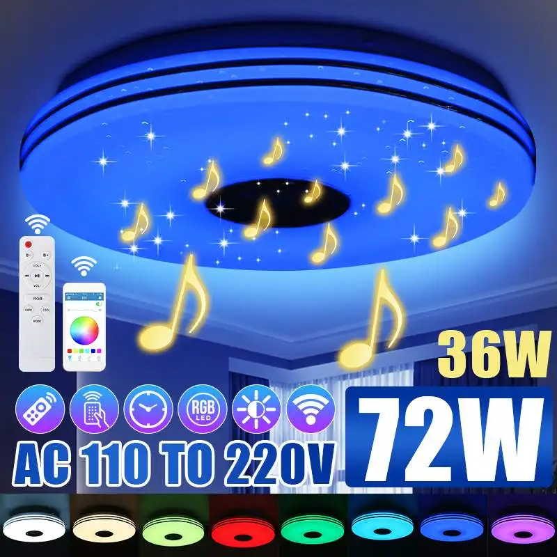 72W/36W APP Dimmable Modern RGB LED Ceiling Light Home Lighting Music Light Bedroom Lamp Smart Ceiling Lamp + Remote Control
72W/36W APP Dimmable Modern RGB LED Ceiling Light Home Lighting Music Light Bedroom Lamp Smart Ceiling Lamp + Remote Control