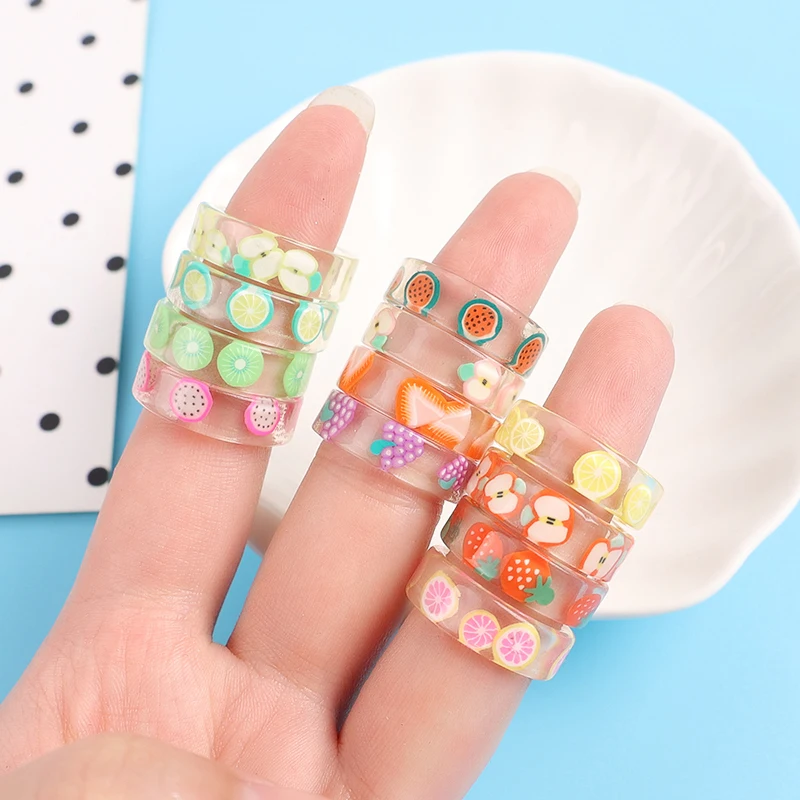Korean Fashion Fresh Fruits Transparent Resin Acrylic Ring For Women Girls New Design Strawberry Lemon Finger Jewelry Gifts
Korean Fashion Fresh Fruits Transparent Resin Acrylic Ring For Women Girls New Design Strawberry Lemon Finger Jewelry Gifts