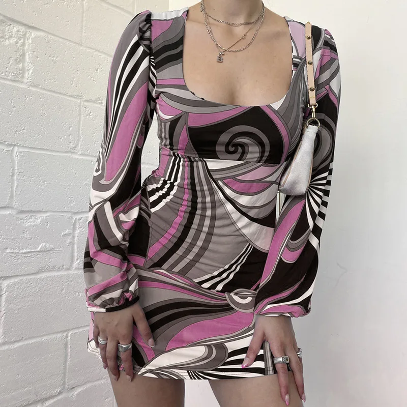 WeiYao Abstract Printed Gothic Short Bodycon Dresses E-girl Square Neck Long Sleeves Mini Dress Fashion Y2K Goth Sundress Blue
WeiYao Abstract Printed Gothic Short Bodycon Dresses E-girl Square Neck Long Sleeves Mini Dress Fashion Y2K Goth Sundress Blue