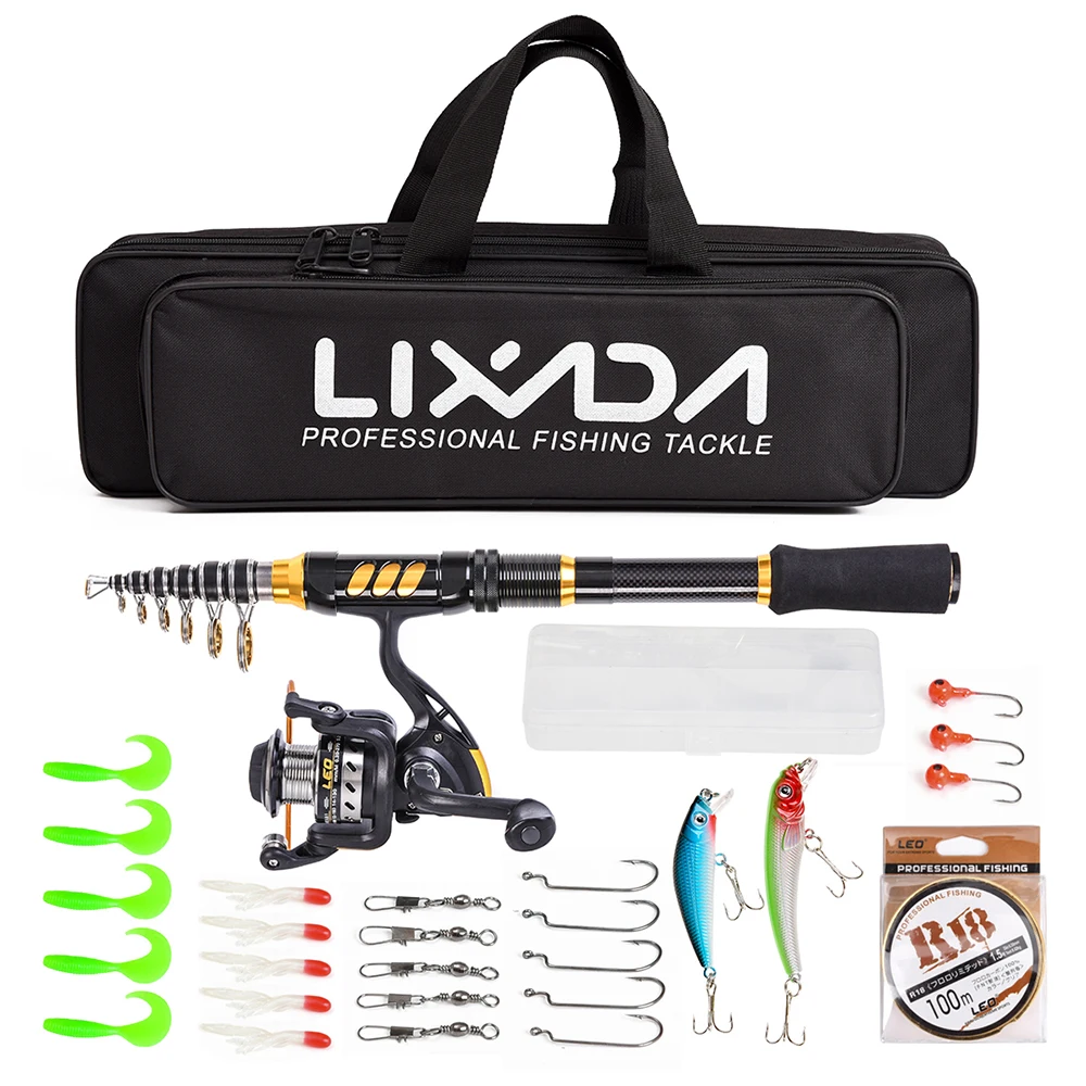 Lixada Telescopic Fishing Rod Reel Combo Full Kit Fishing Rod Gear +Spinning Reel+ Line Lures Hooks with Bag for vara de pesca
Lixada Telescopic Fishing Rod Reel Combo Full Kit Fishing Rod Gear +Spinning Reel+ Line Lures Hooks with Bag for vara de pesca