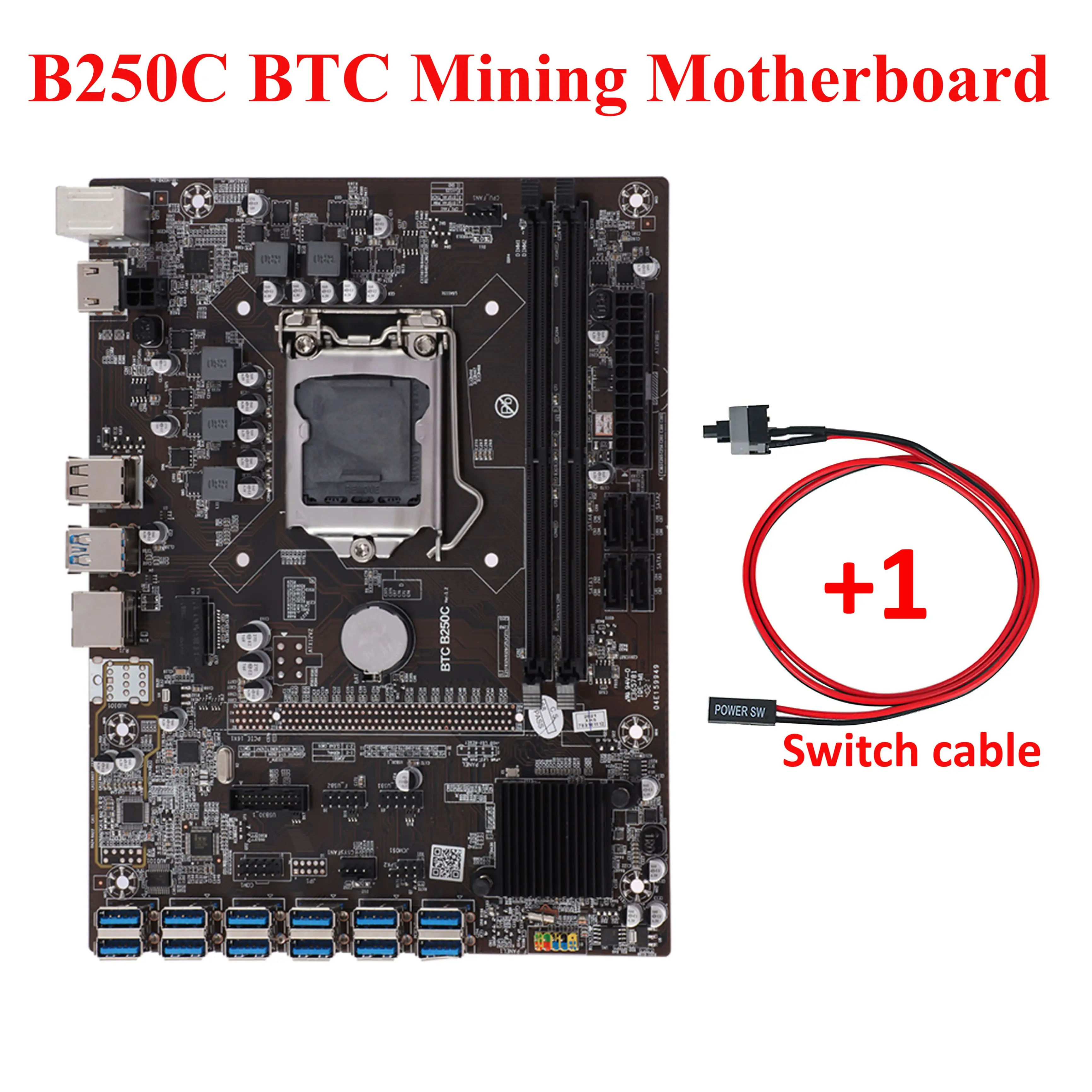 Материнская плата для майнера BTC 12 x USB 3,0 к PCI-E 16X, слот для графической карты DDR4, материнская плата для процессора LGA 1151
Материнская плата для майнера BTC 12 x USB 3,0 к PCI-E 16X, слот для графической карты DDR4, материнская плата для процессора LGA 1151